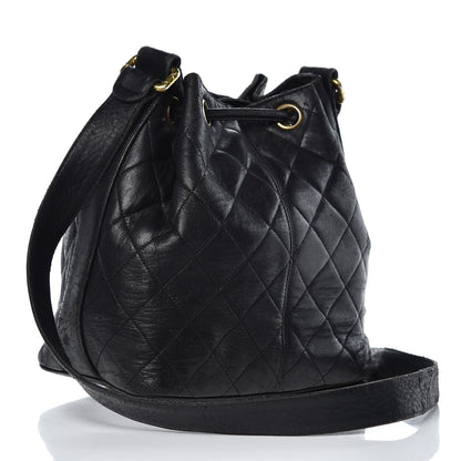 Chanel Lambskin Quilted Drawstring Bag Black 6 of 39