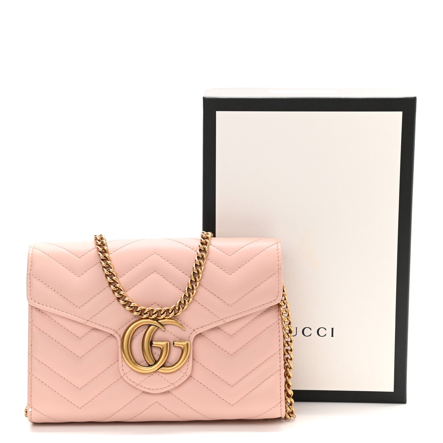 Gucci Calfskin Matelasse GG Marmont Chain Wallet Perfect Pink 11 of 11