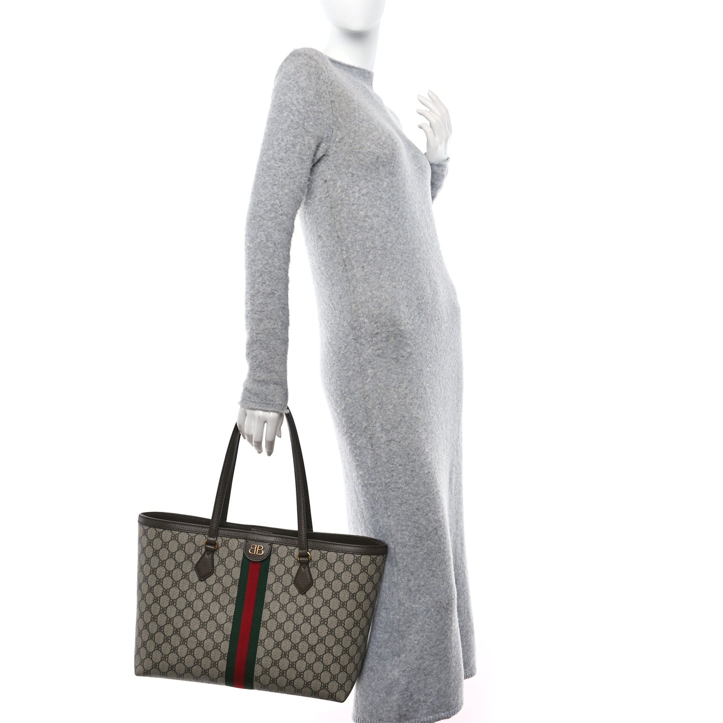 X BB Supreme Monogram Web Medium Ophidia Shopping Tote Beige New Acero