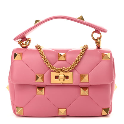 Valentino Garavani Nappa Medium Roman Stud Shoulder Bag Flamingo Pink 1 of 9