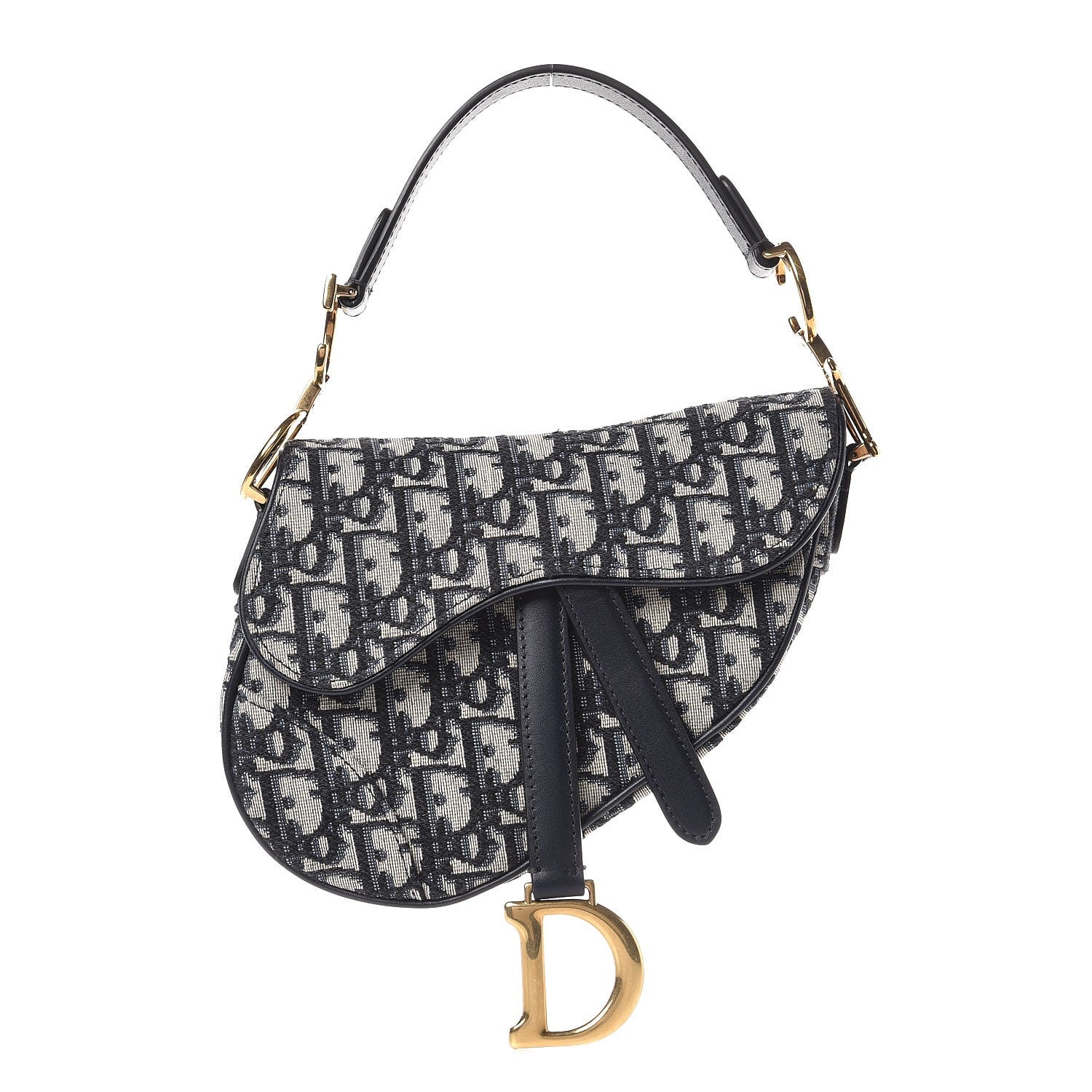 Christian Dior Oblique Mini Saddle Bag Blue 1 of 9