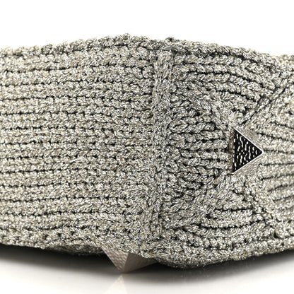 Valentino Garavani Metallic Lurex Knit Large Roman Stud Shoulder Bag Silver 9 of 9