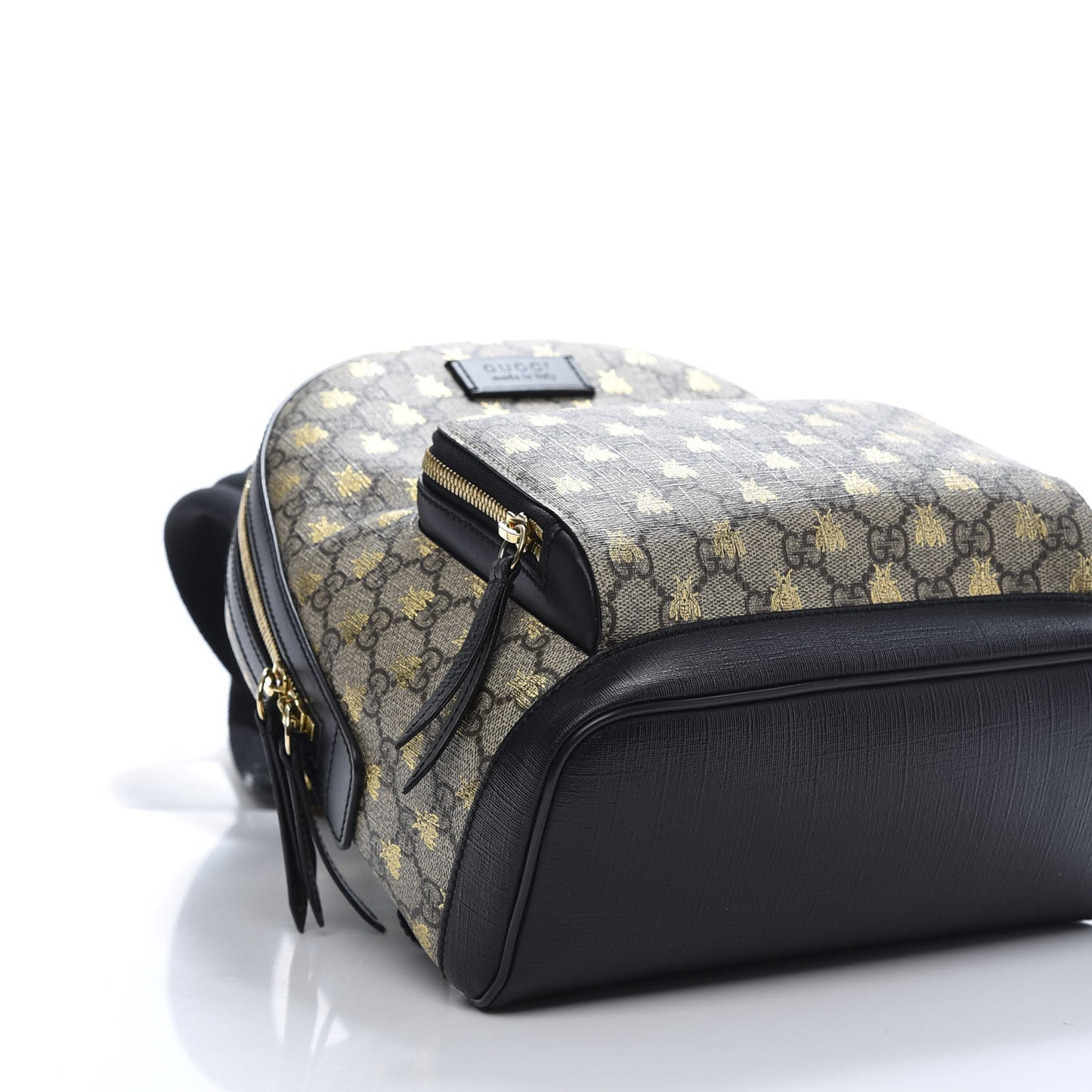 GG Supreme Monogram Bees Print Small Day Backpack Beige Oro Black