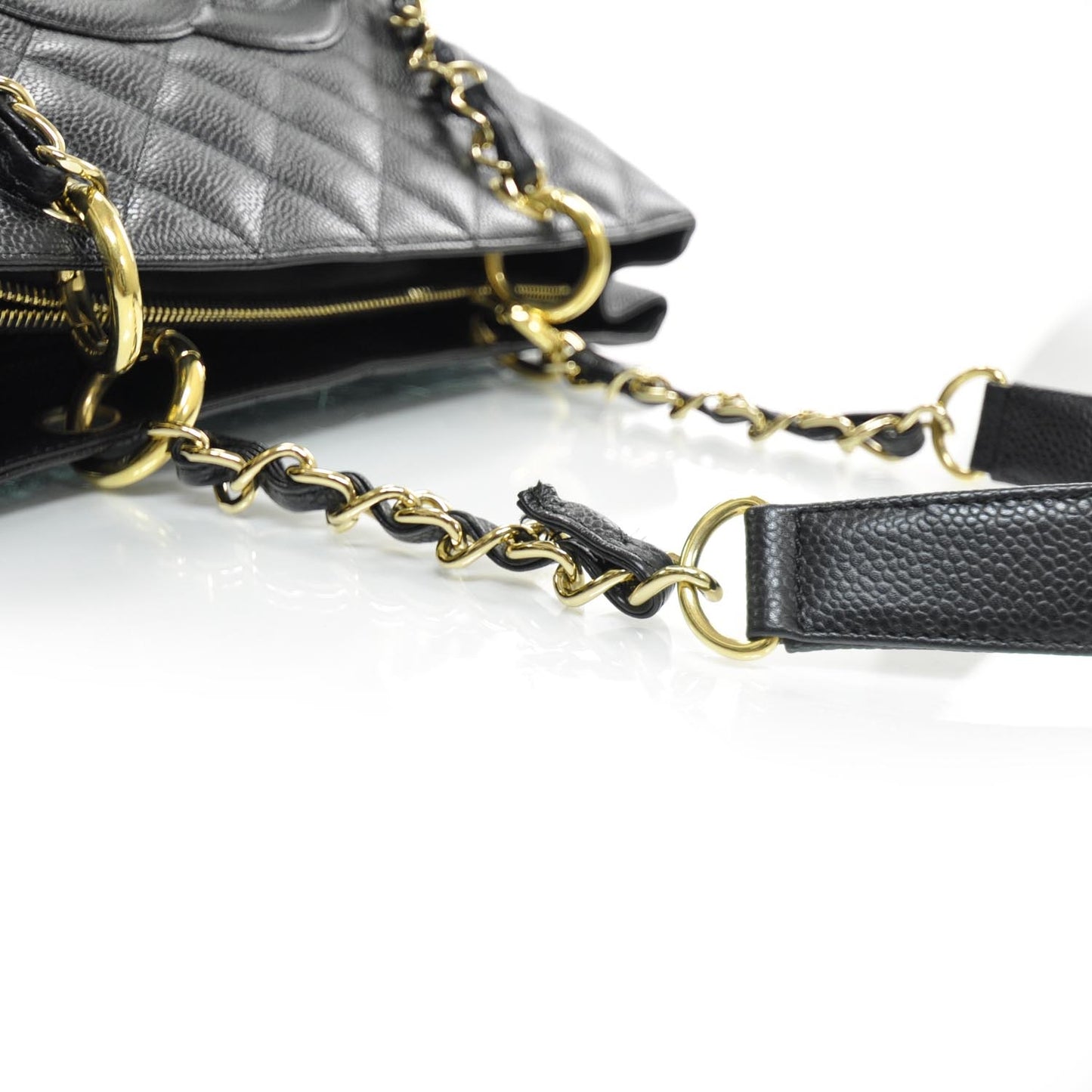 Caviar Quilted Grand Shopping Tote GST Black