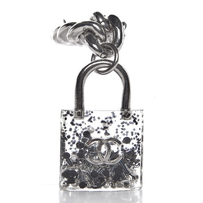 Chanel Plexiglass Pearl CC Padlock Bracelet Silver 4 of 7