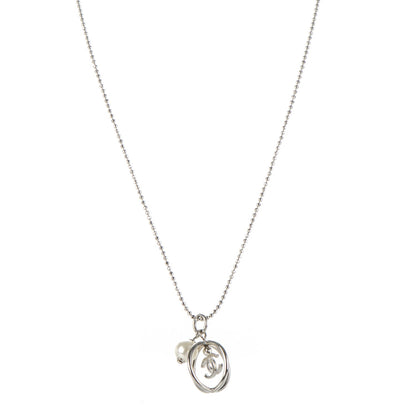Chanel Pearl CC Pendant Necklace Silver 1 of 5