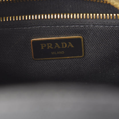 Prada Wicker Canvas Shoulder Bag Black 5 of 9
