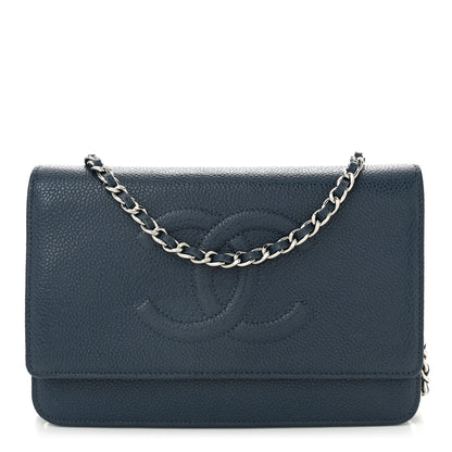 Chanel Caviar Timeless CC Wallet on Chain WOC Blue 1 of 11
