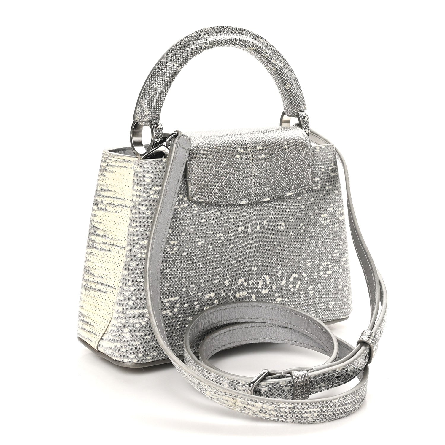 Louis Vuitton Lizard Mini Capucines Argento 3 of 10