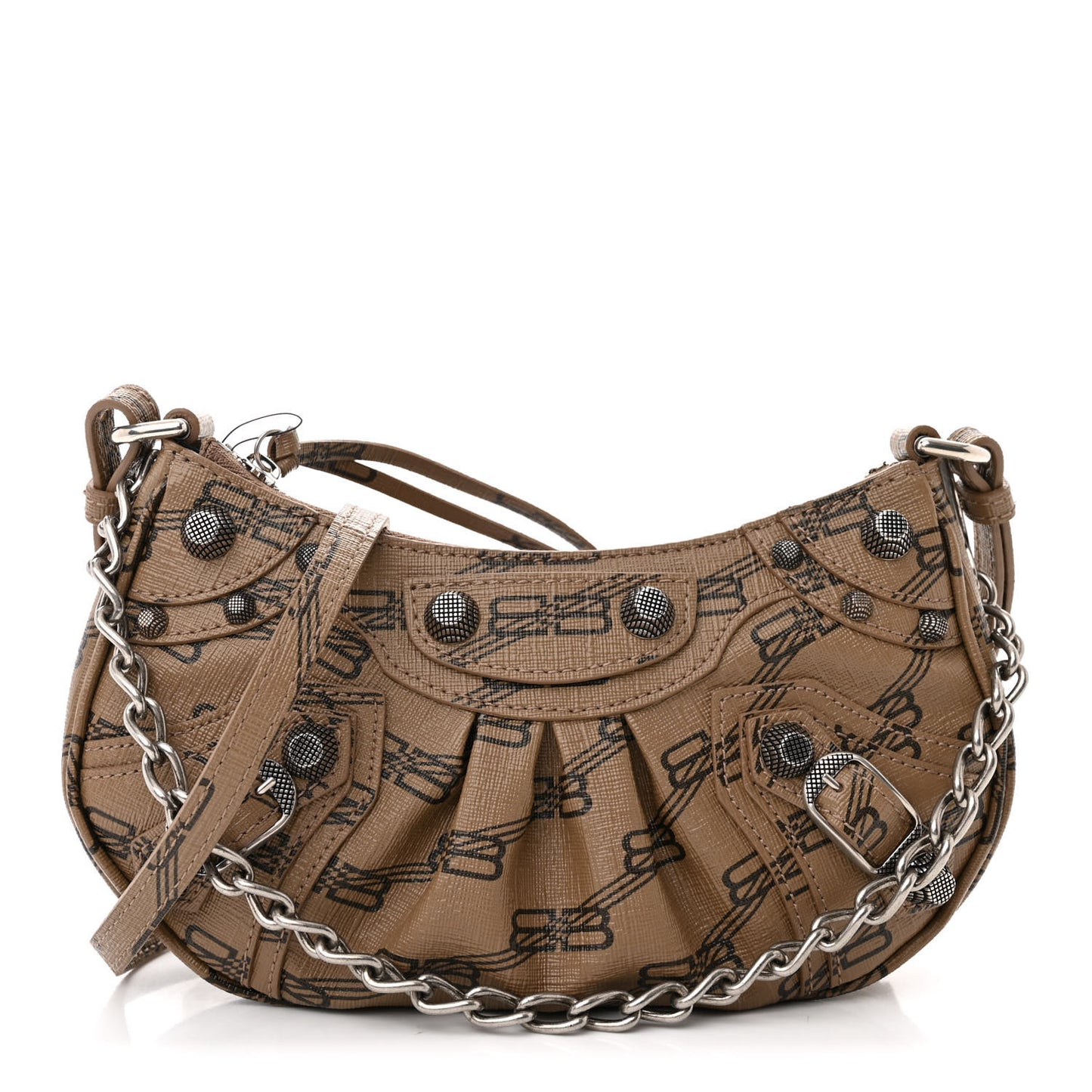 Coated Canvas BB Monogram Le Cagole Mini Purse With Chain Beige Brown