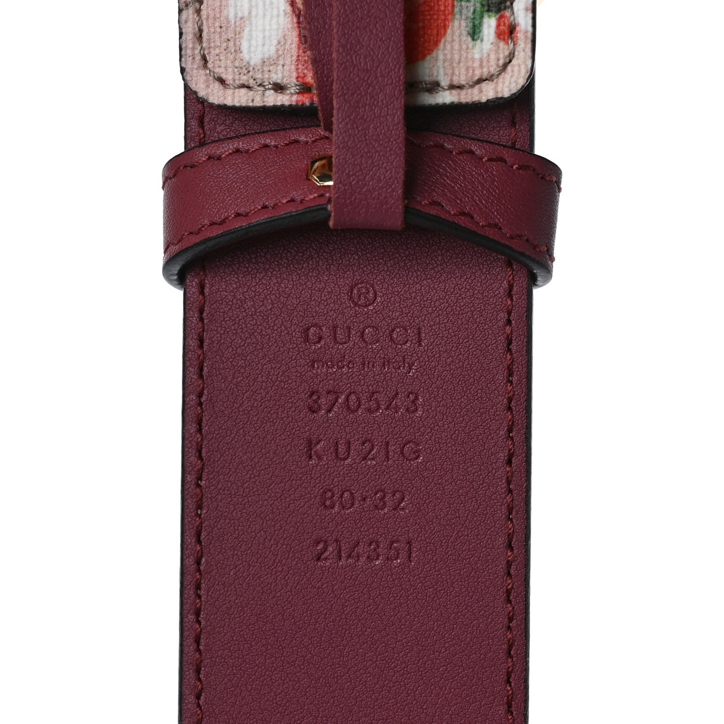 GG Supreme Monogram Blooms Moon Calfskin Interlocking G 37mm Belt 80 32 Beige Ebony Multicolor Dry Rose