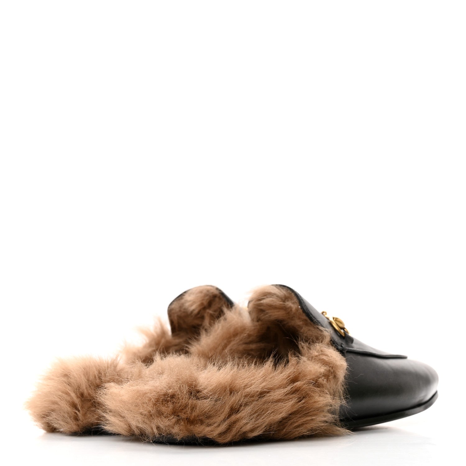 Gucci Calfskin Fur Womens Princetown Slippers 37.5 Black 4 of 11