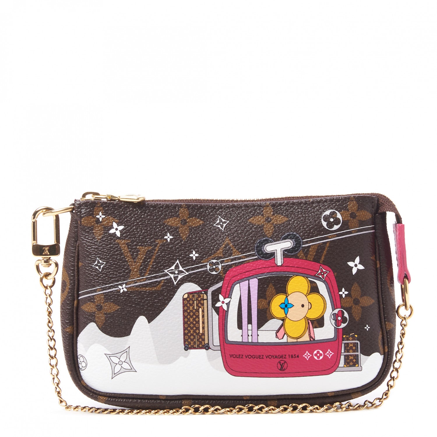 Louis Vuitton Monogram 2019 Christmas Animation Mini Courchevel Pochette Accessories Fuchsia 1 of 8