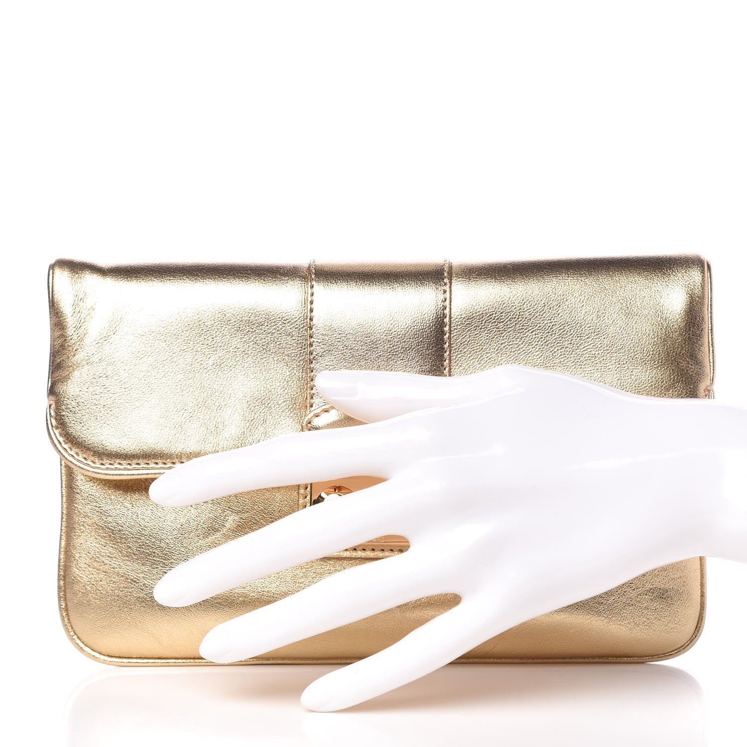 Louis Vuitton Metallic Lambskin SC Slim Clutch Gold 2 of 11
