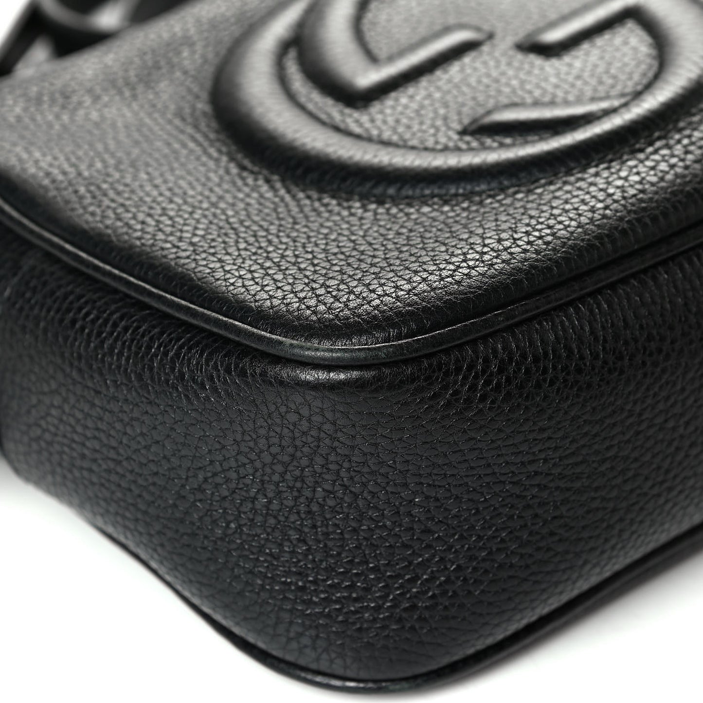 Pebbled Calfskin Small Soho Disco Bag Black