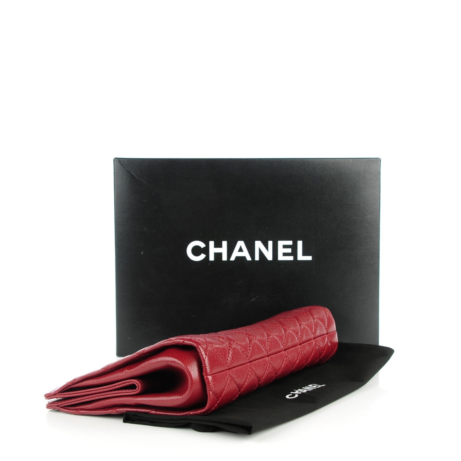 Chanel Caviar Quilted CC Large Clutch Dark Red 4 of 7
