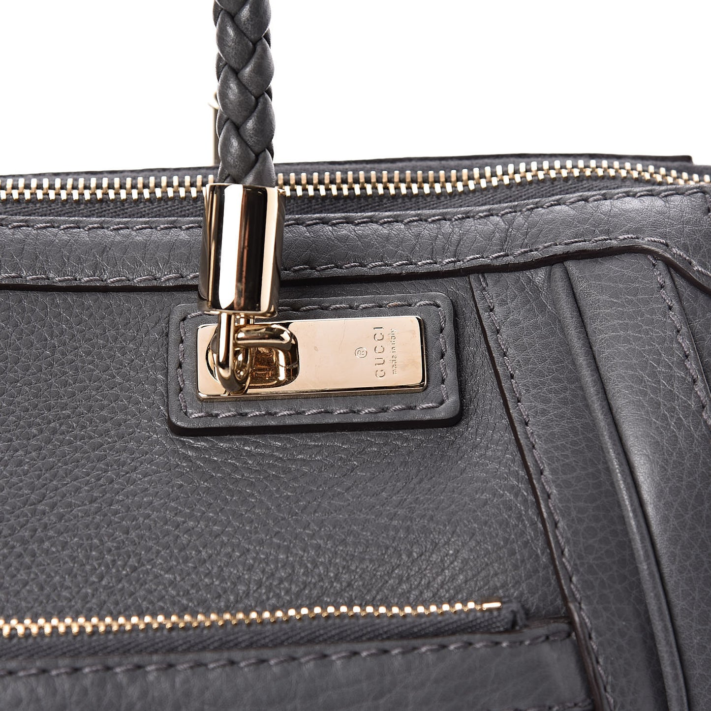 Pebbled Calfskin Small Bella Top Handle Bag Gray