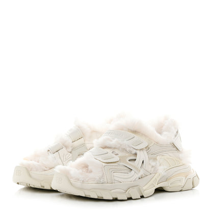 Balenciaga Faux Fur Rubber Mesh Womens Track Sandals 37 Beige 3 of 8