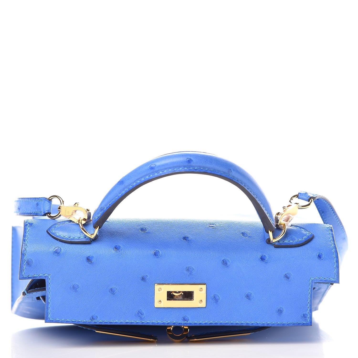 Hermes Ostrich Mini Kelly Sellier 20 Blueet 46 of 60