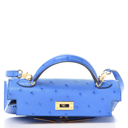 Hermes Ostrich Mini Kelly Sellier 20 Blueet 46 of 60
