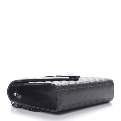 Saint Laurent Grain De Poudre Textured Mixed Matelasse Triquilt Medium Monogram Satchel Black 3 of 9