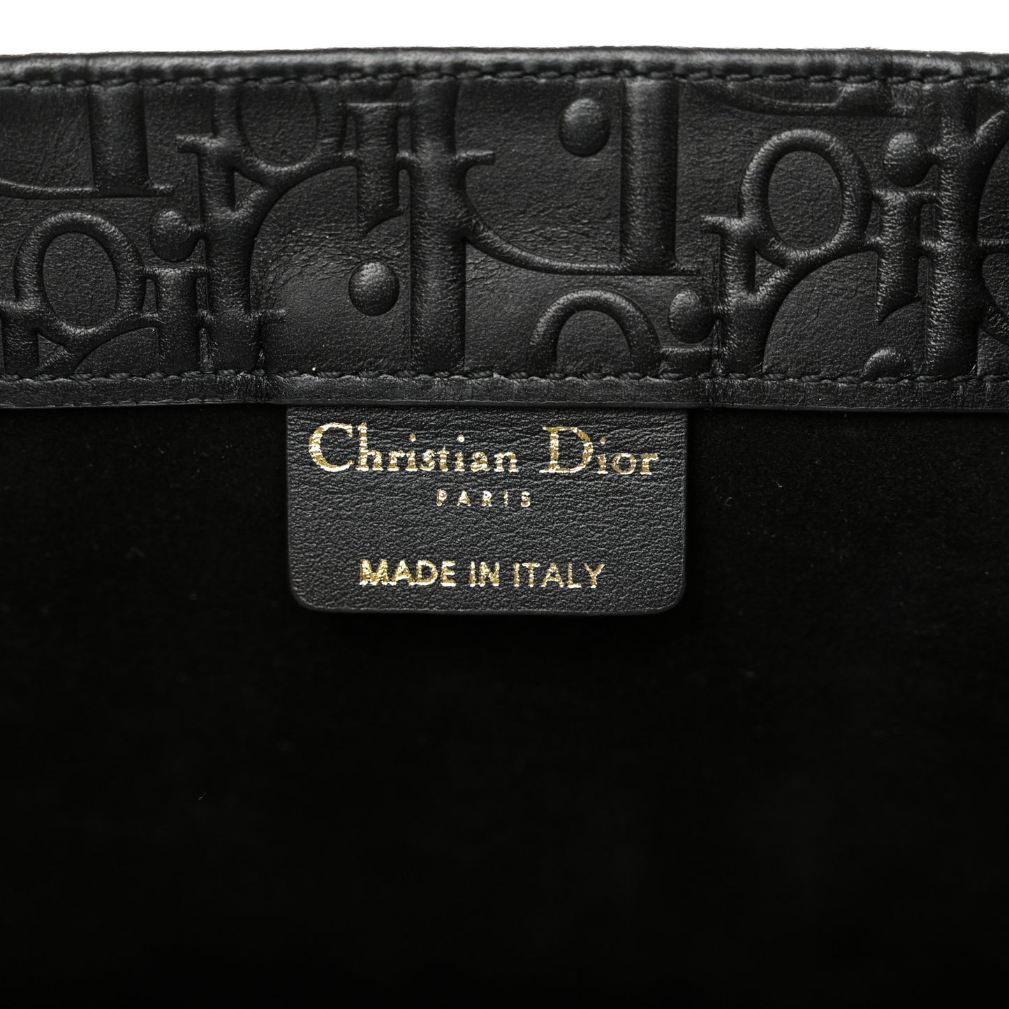 Oblique Calfskin Embossed Large Book Tote Black