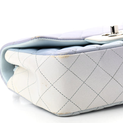 Chanel Perforated Lambskin Quilted Mini Rectangular Flap Light Blue Light Purple White 9 of 12