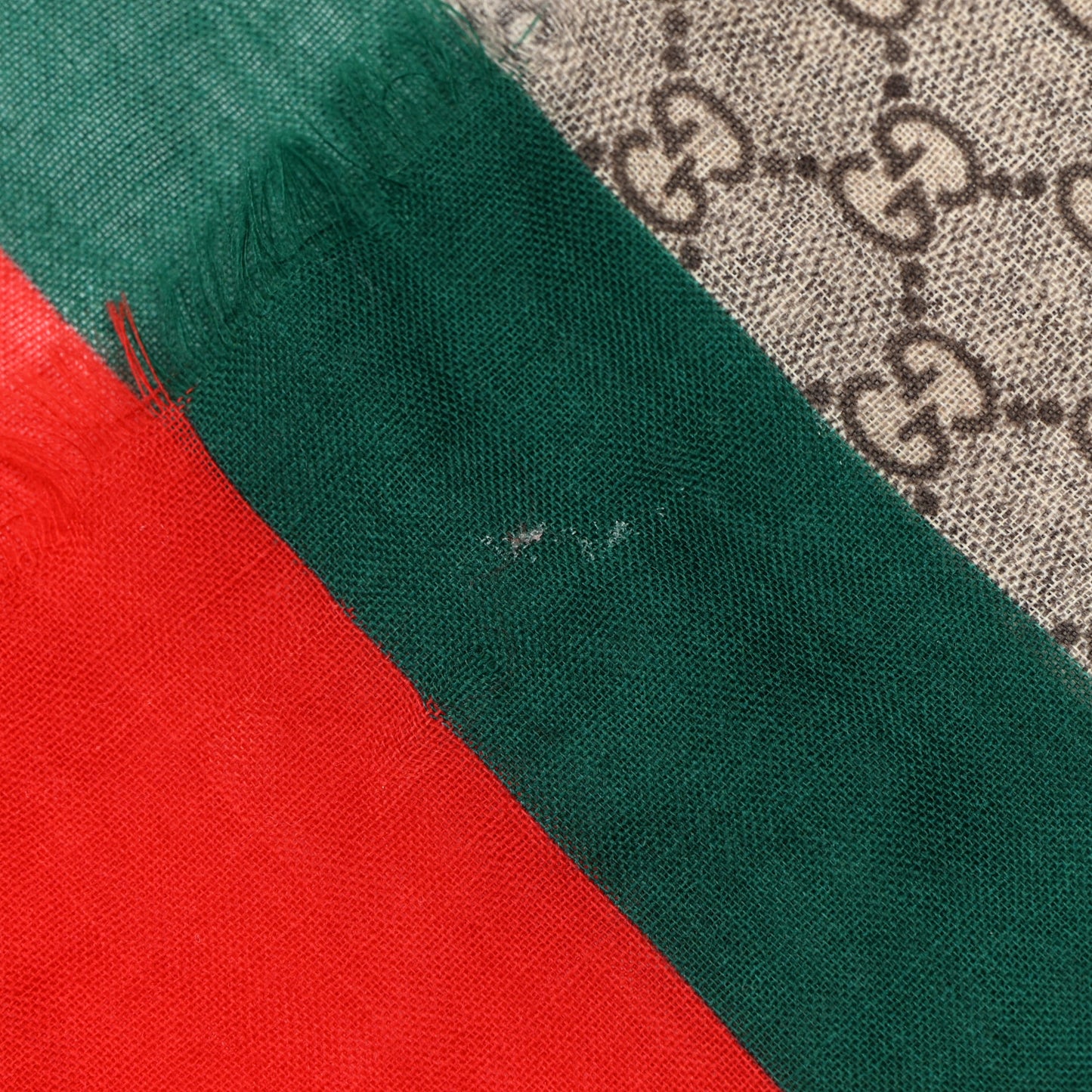 Wool GG Monogram Web Webole Scarf Beige Dark Green