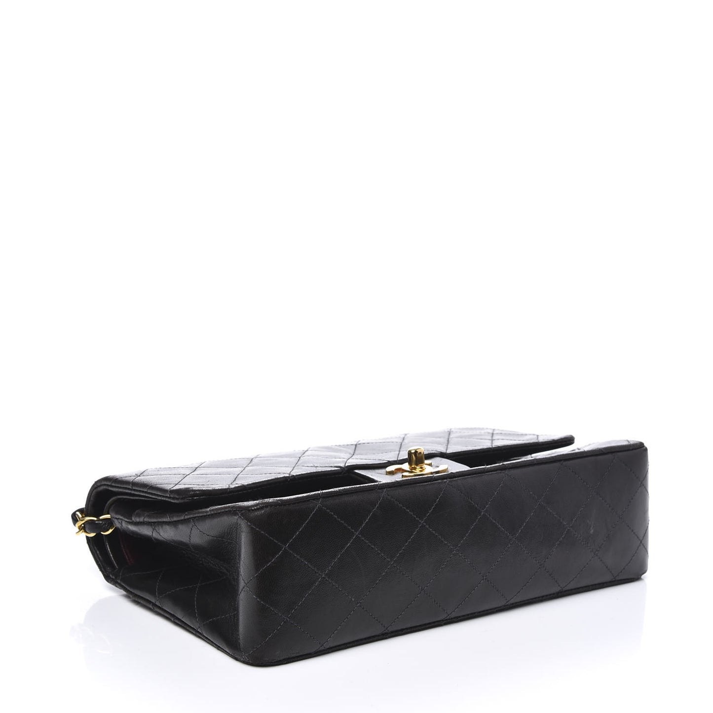 Lambskin Quilted Medium Double Flap Black