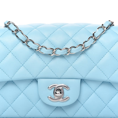Chanel Lambskin Quilted Mini Rectangular Flap Neon Blue 10 of 10