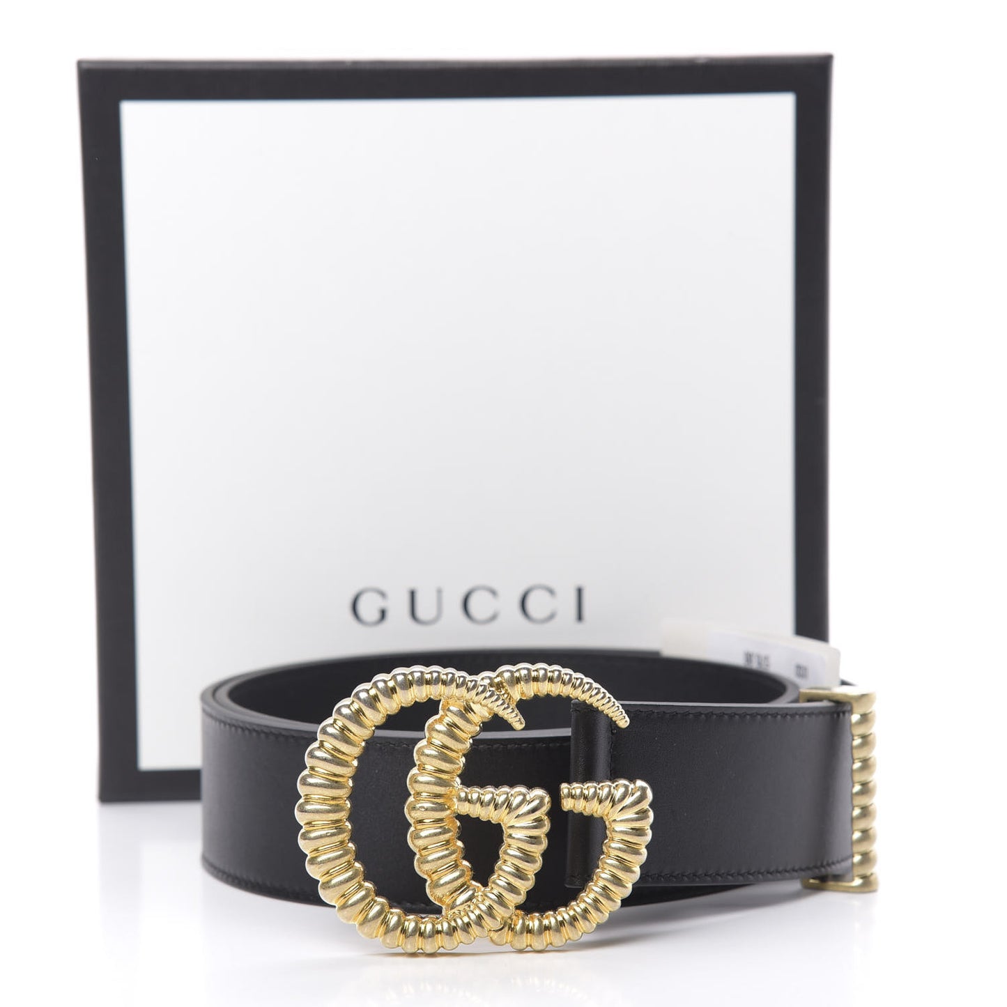 Moon Calfskin Torchon Double G 40mm Belt 85 34 Black