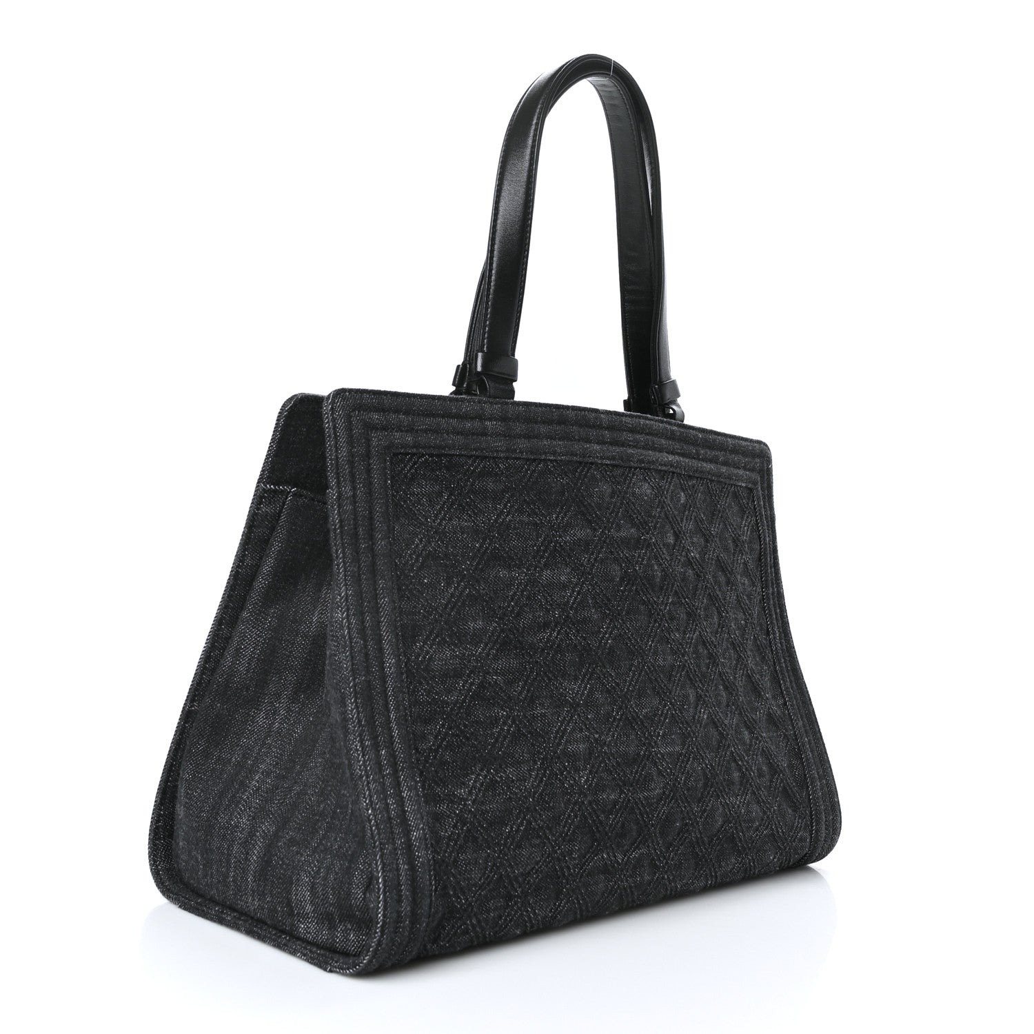 Chanel Denim Quilted Boy Shopping Tote Black 3 of 11