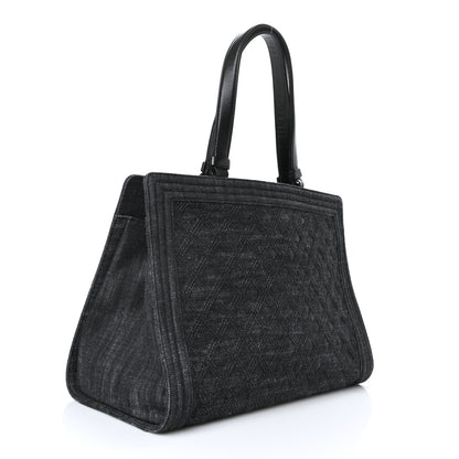 Chanel Denim Quilted Boy Shopping Tote Black 3 of 11