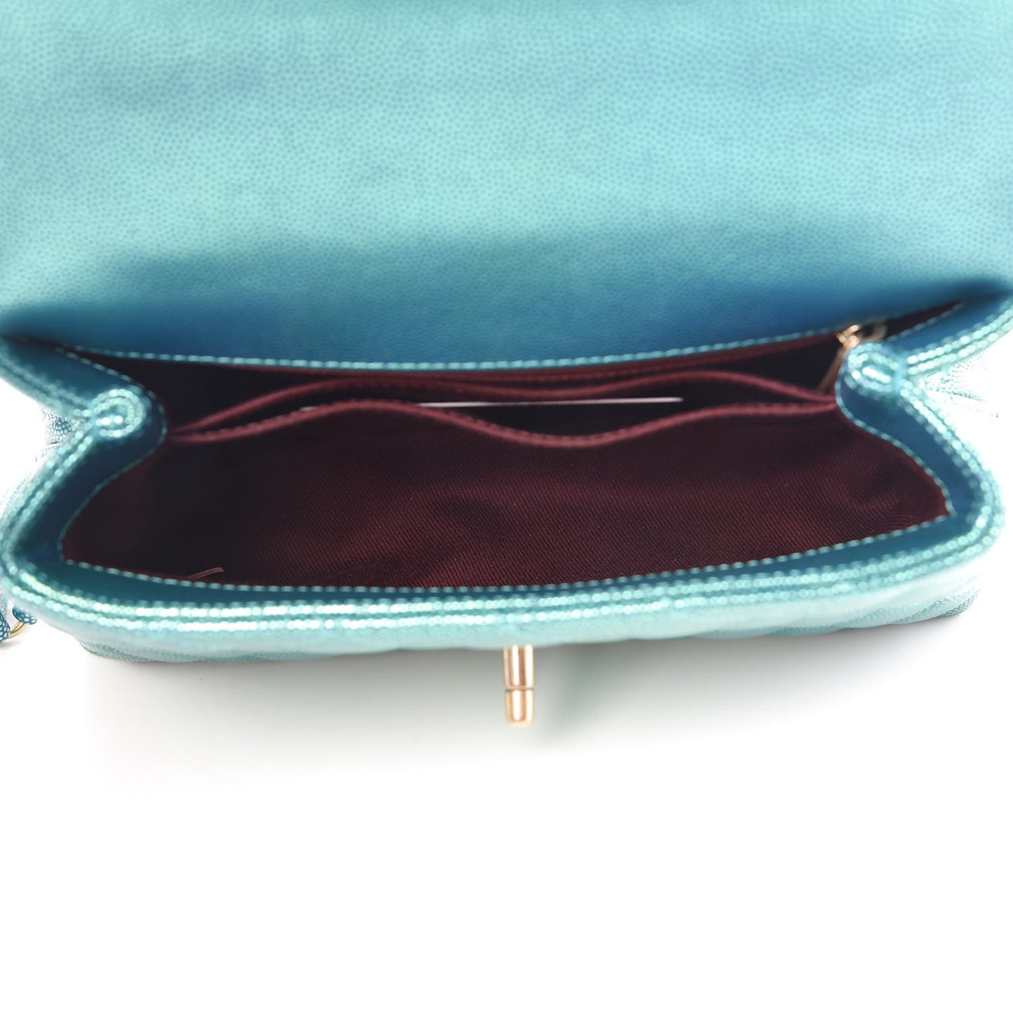 Metallic Caviar Quilted Mini Coco Handle Flap Blue