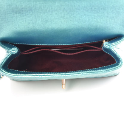 Chanel Metallic Caviar Quilted Mini Coco Handle Flap Blue 5 of 12