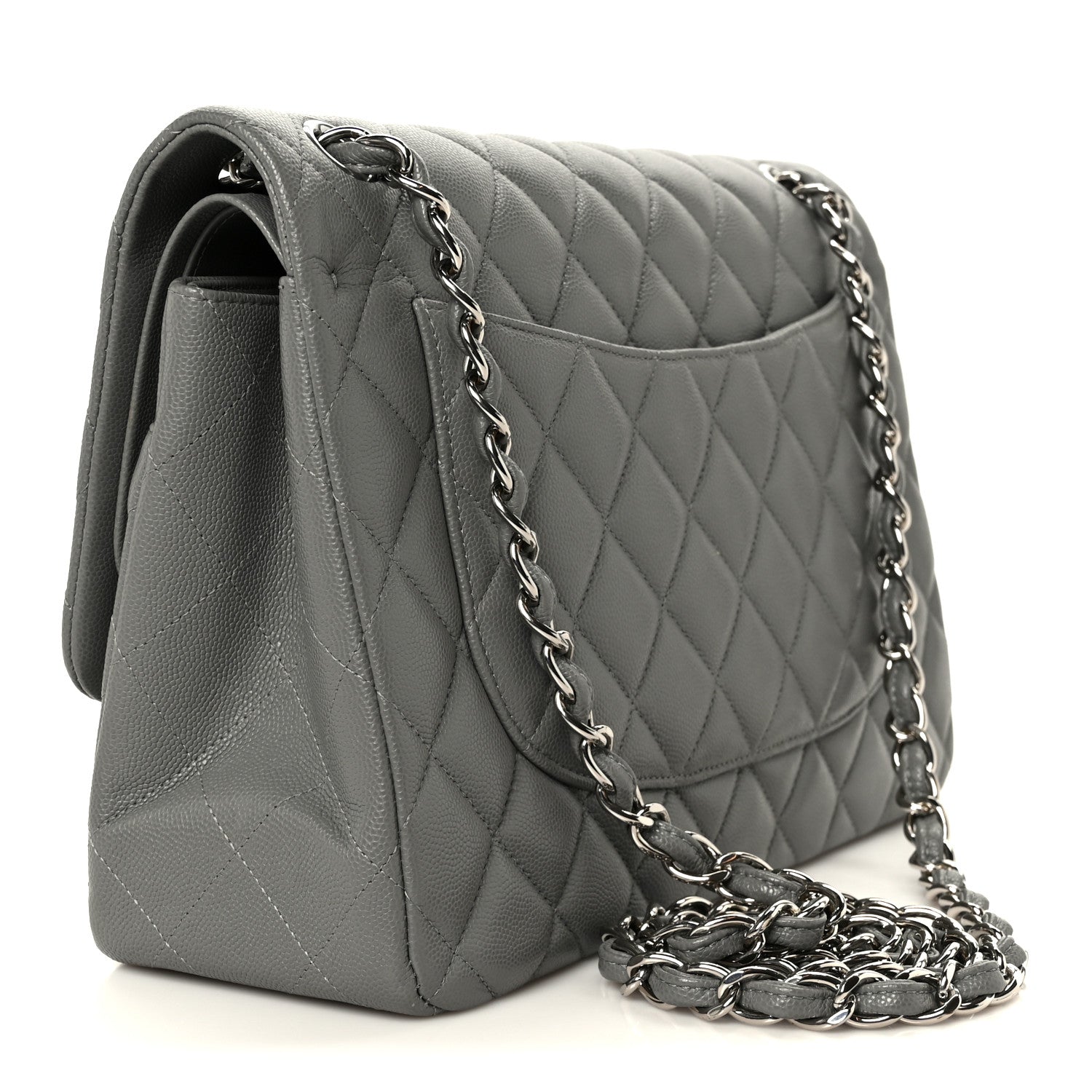 Chanel Caviar Quilted Jumbo Double Flap Grey 3 of 11