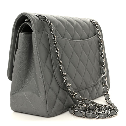 Chanel Caviar Quilted Jumbo Double Flap Grey 3 of 11