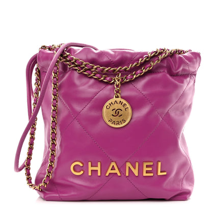 Chanel Shiny Calfskin Quilted Mini Chanel 22 Purple 1 of 10