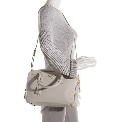 Prada Saffiano Lux Bowler Talco White 2 of 9