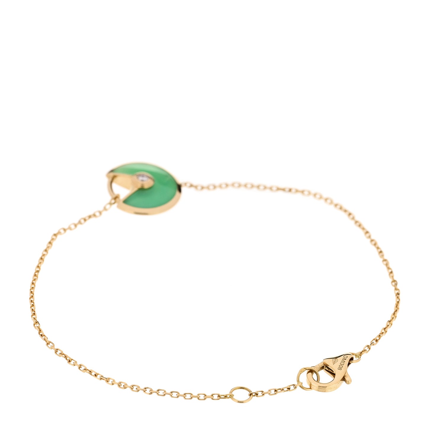 18K Yellow Gold Diamond Chrysoprase Amulette de Cartier Bracelet
