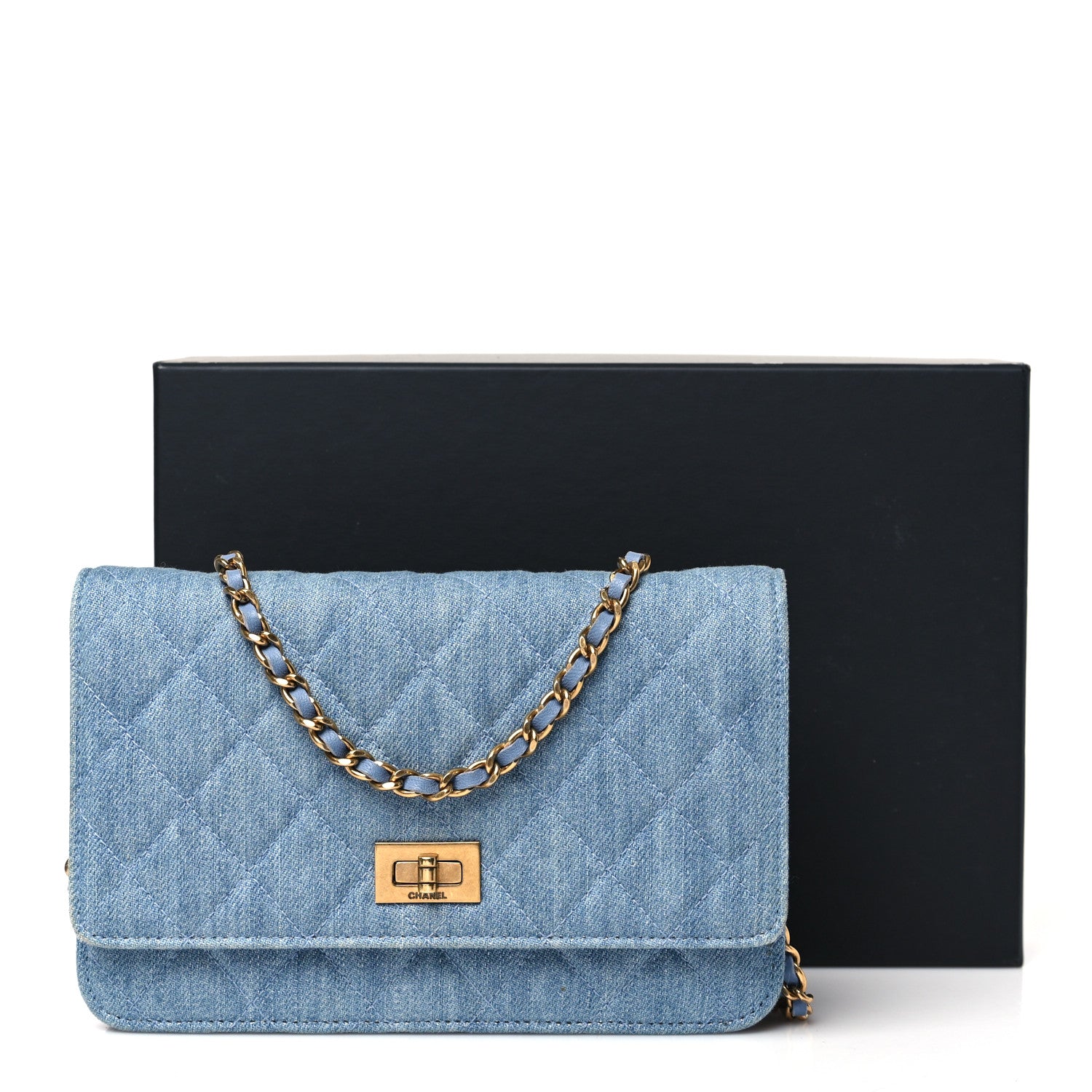 Chanel Denim Quilted Reissue Wallet On Chain WOC Blue 12 of 12