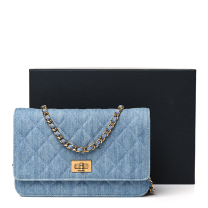 Chanel Denim Quilted Reissue Wallet On Chain WOC Blue 12 of 12