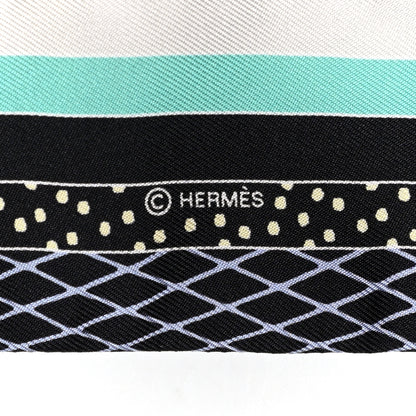 Hermes Silk Twilly Grand Theatre Nouveau Black Bleu Vert 3 of 4