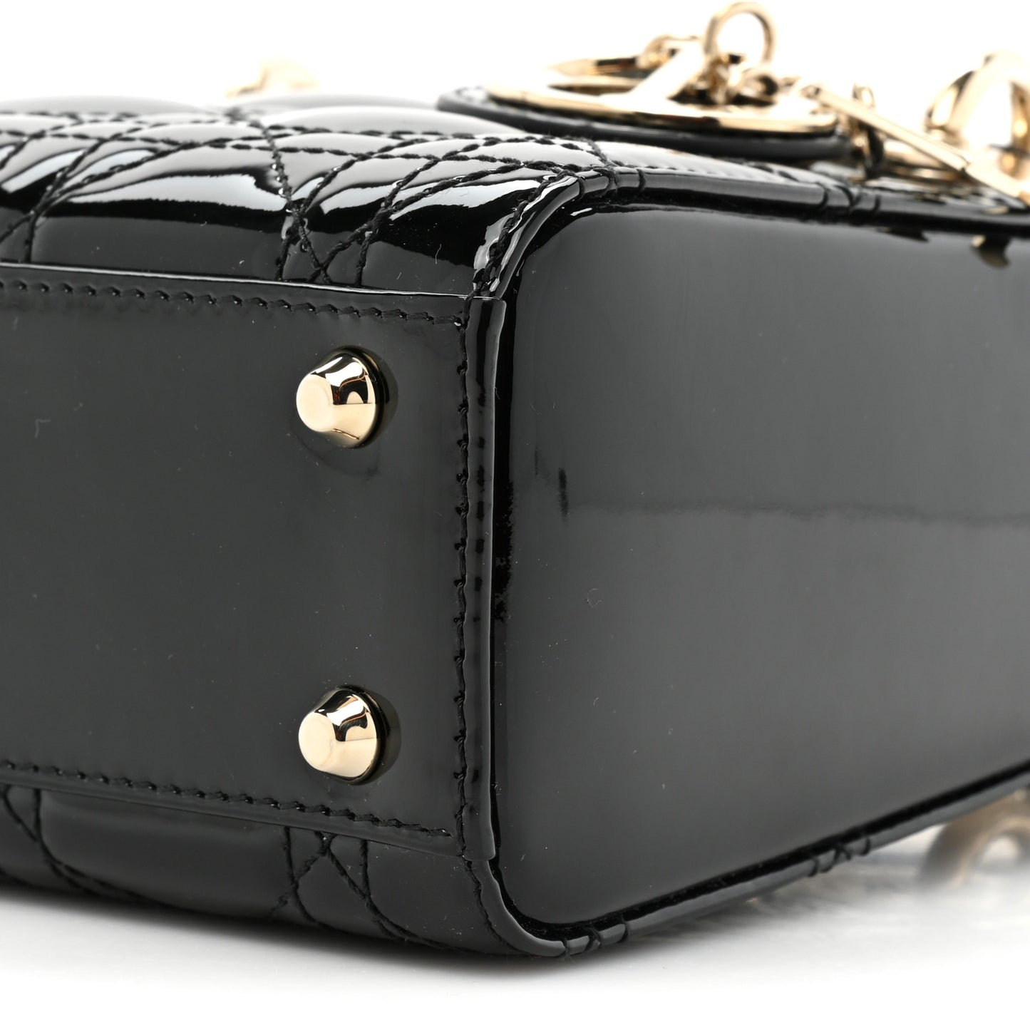 Patent Cannage Mini Lady Dior Black