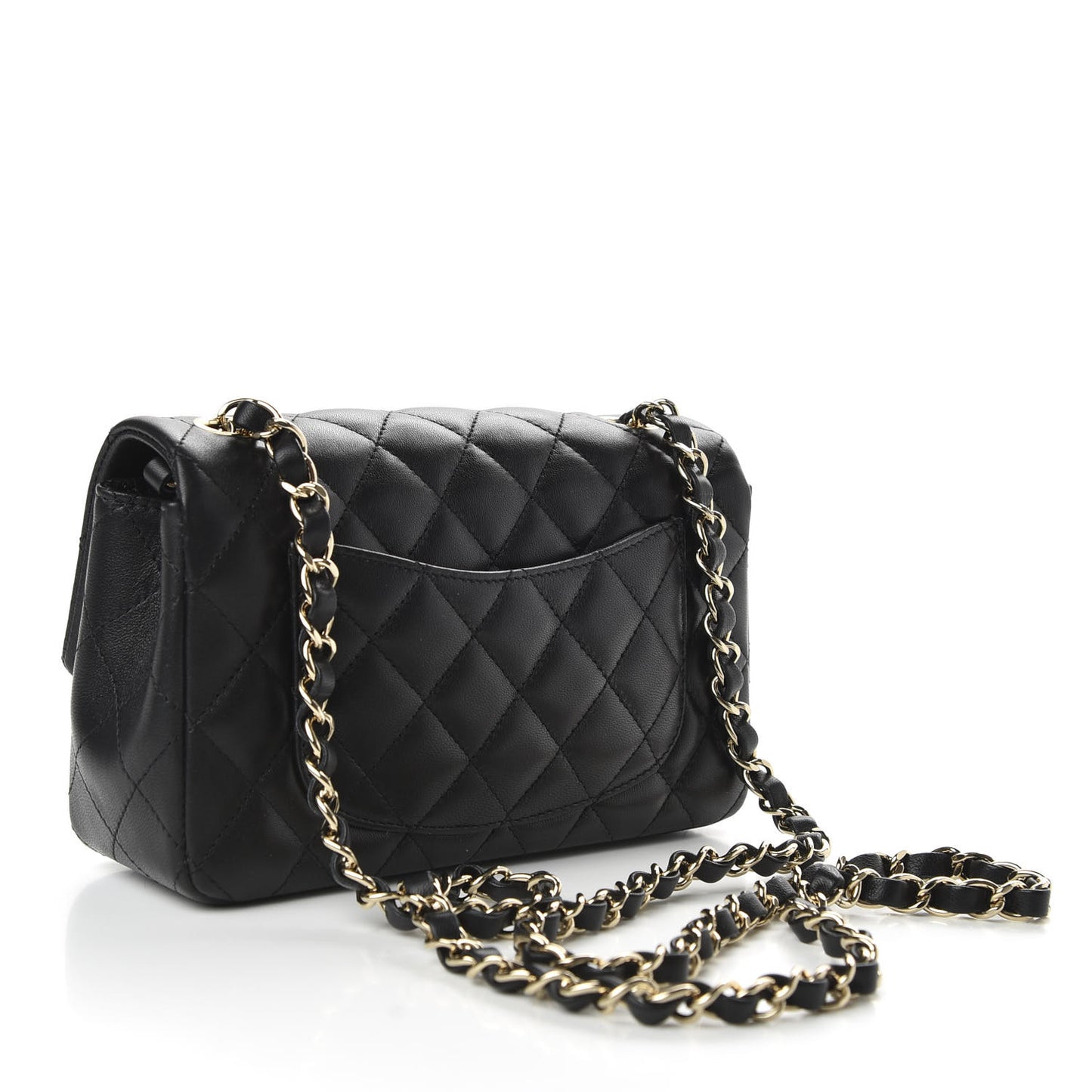 Lambskin Quilted Mini Rectangular Flap Black