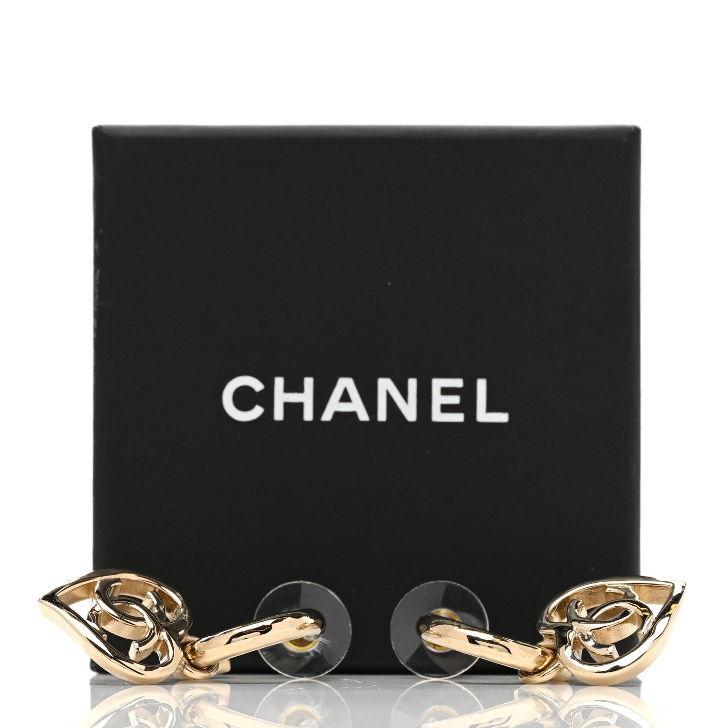 Chanel Metal CC Heart Coco In Love Drop Earrings Gold 5 of 5