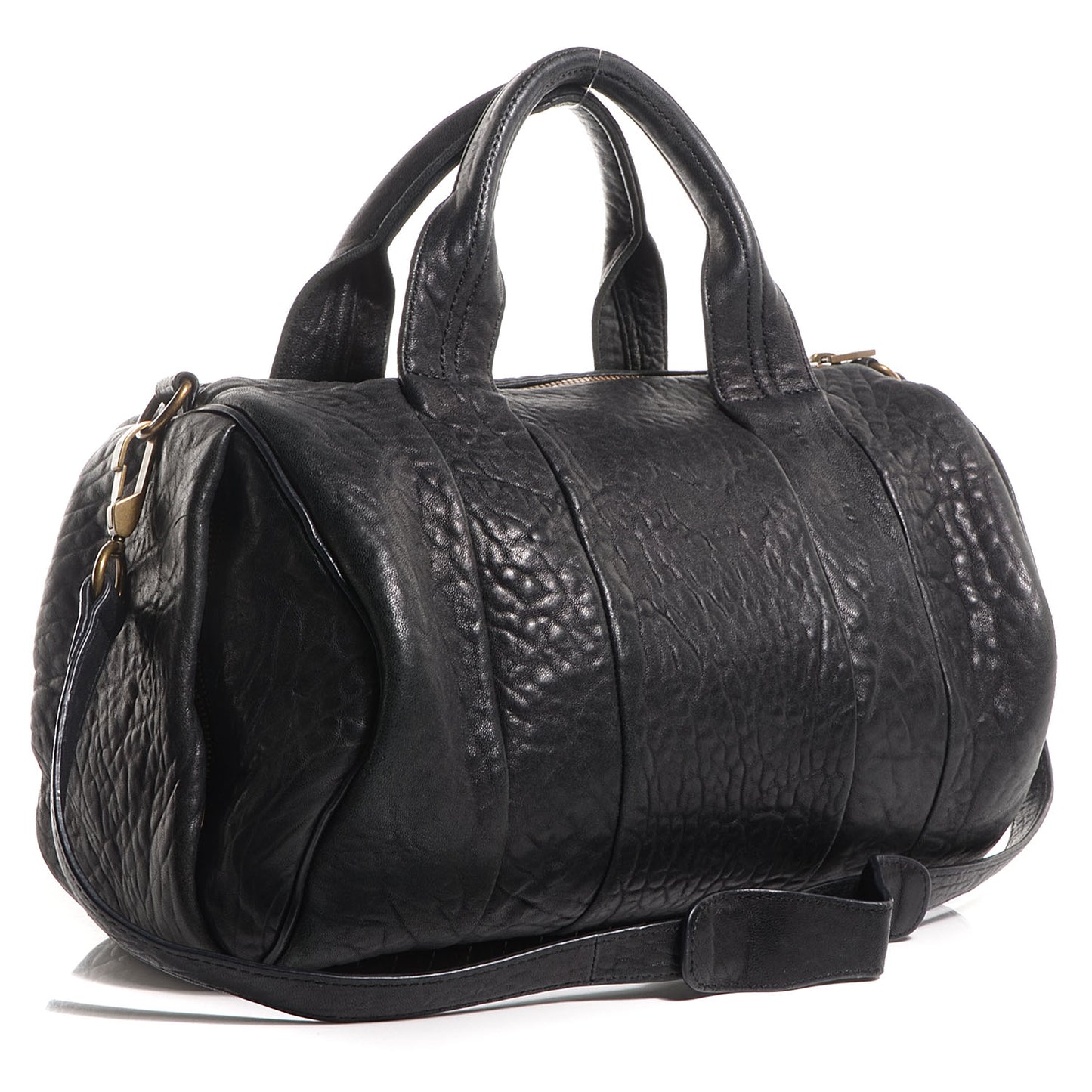 Pebbled Lambskin Rocco Black Antique Brass Hardware