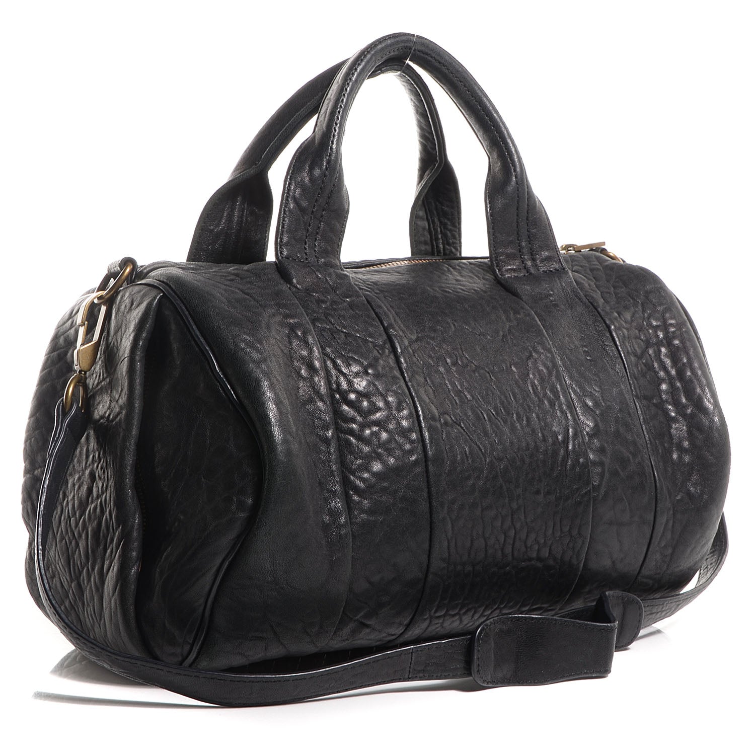 Alexander Wang Pebbled Lambskin Rocco Black Antique Brass Hardware 3 of 7