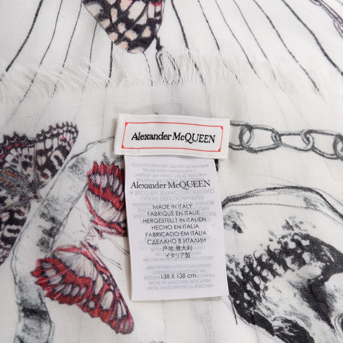 Silk Chiffon Butterfly Scarf White