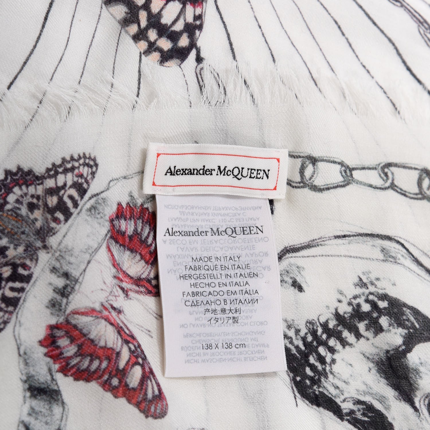 Alexander McQueen Silk Chiffon Butterfly Scarf White 5 of 5